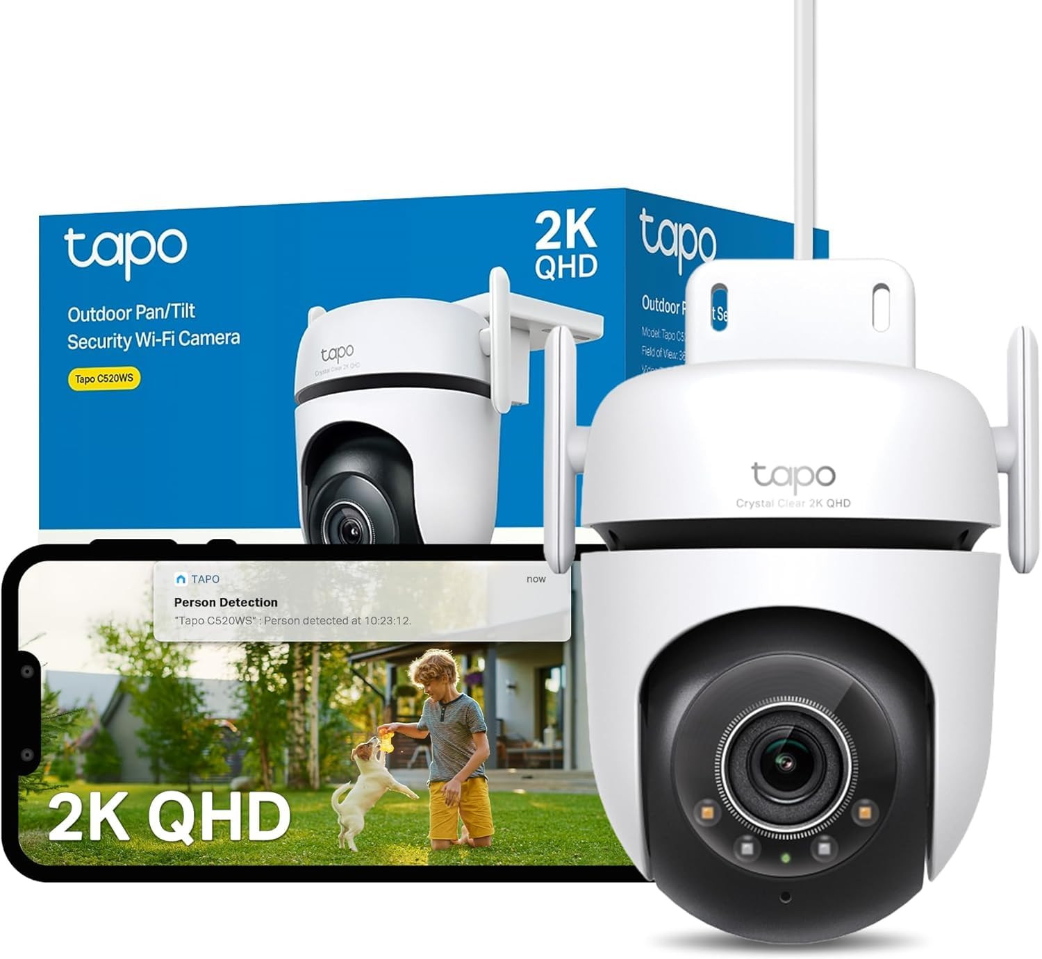 Caméra TP-Link Tapo C520WS – Panoramique – Inclinable – 360° – 2K QHD – Extérieur
