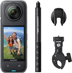 Insta360 X4 Pack Moto - Caméra d'action 360° 8K étanche, vidéo Grand Angle 4K, Effet de Perche à Selfie Invisible, 135 Min d'autonomie, édition IA, stabilisation, Carte microSD Non Incluse