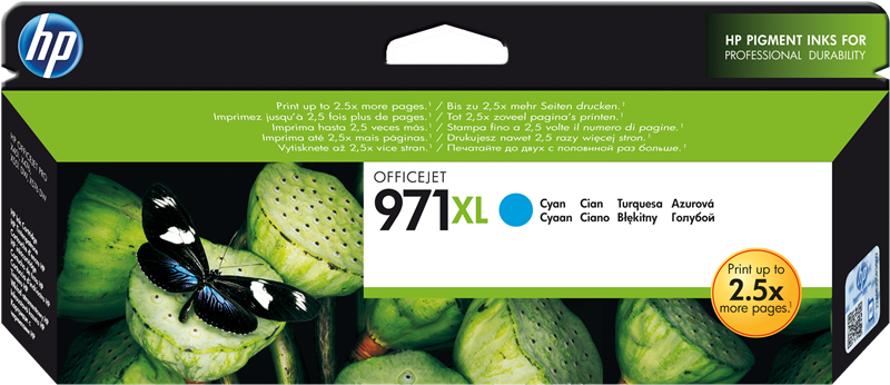 HP 971XL Cyan - Cartouche d'encre HP d'origine (CN626AE)