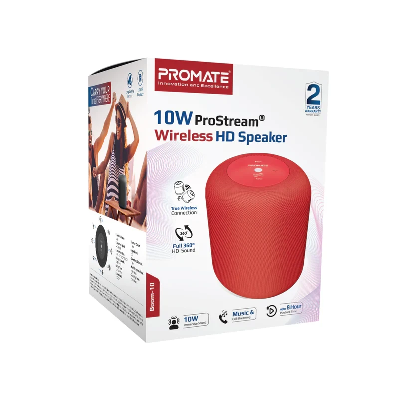 HAUTPARLEUR BLUETOOTH BOOM-10 ROUGE