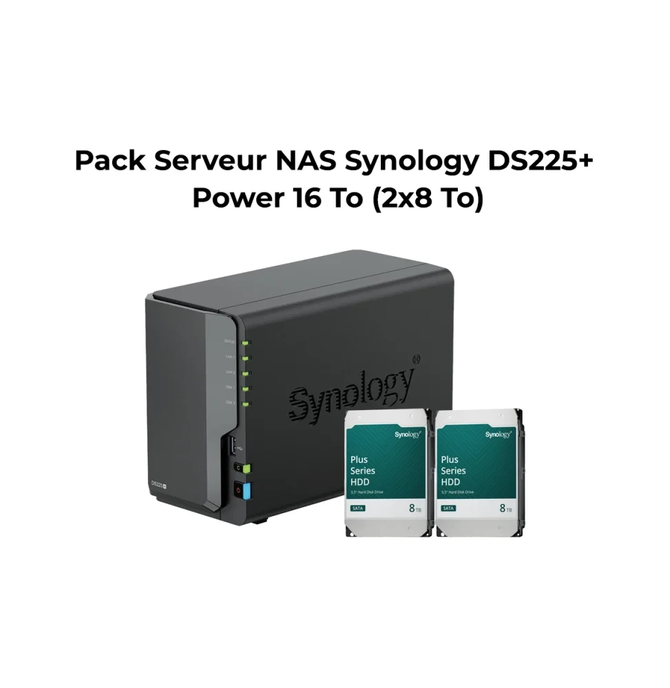 Pack Serveur NAS 2 baies Synology DiskStation® DS225+ Power 16 To (2x8 To)