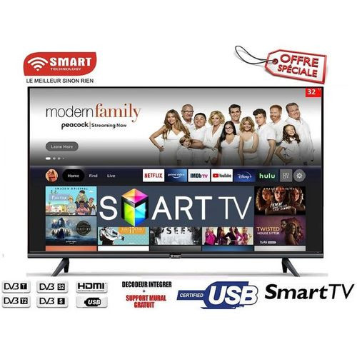 SMART TV 32 POUCES - HDMI - FHD - 3D -Wifi - Régulateur