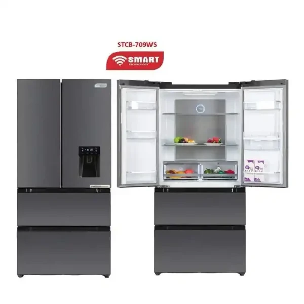 REFRIGERATEUR SMART TECHNOLOGY SIDE BY SIDE 2TIROIRS 506L AVEC FONTAINE STCB-709WS