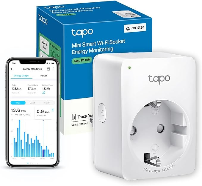 Tapo Matter Prise Connectée Alexa WiFi, Suivi de Conso 16A Type F P110M