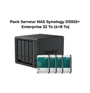 Pack Serveur NAS 2 baies Synology DiskStation® DS925+ Enterprise 32 To (4×8 To)