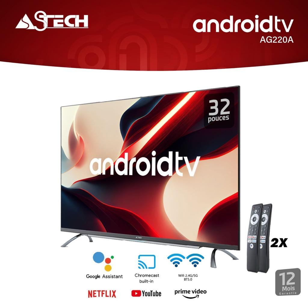 Astech Téléviseur LED 32 Pouces - Smart Android -